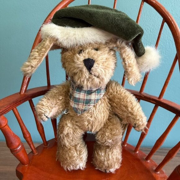 Vtg Boyds Bear Indy Christmas Bear Tags Retired 90s Jointed Brown Green Hat Scar - Picture 5 of 9